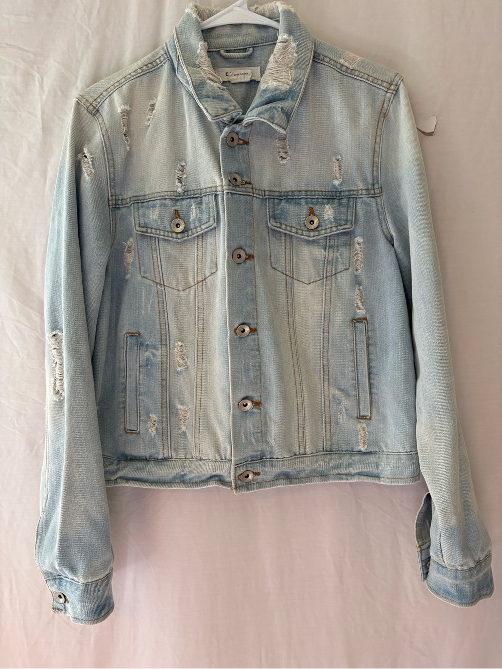 Ci Sono Light Blue Distressed Denim Jacket